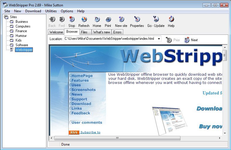 WebStripper Screenshot